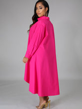 Langärmliges, lockeres Maxi-Hemdkleid